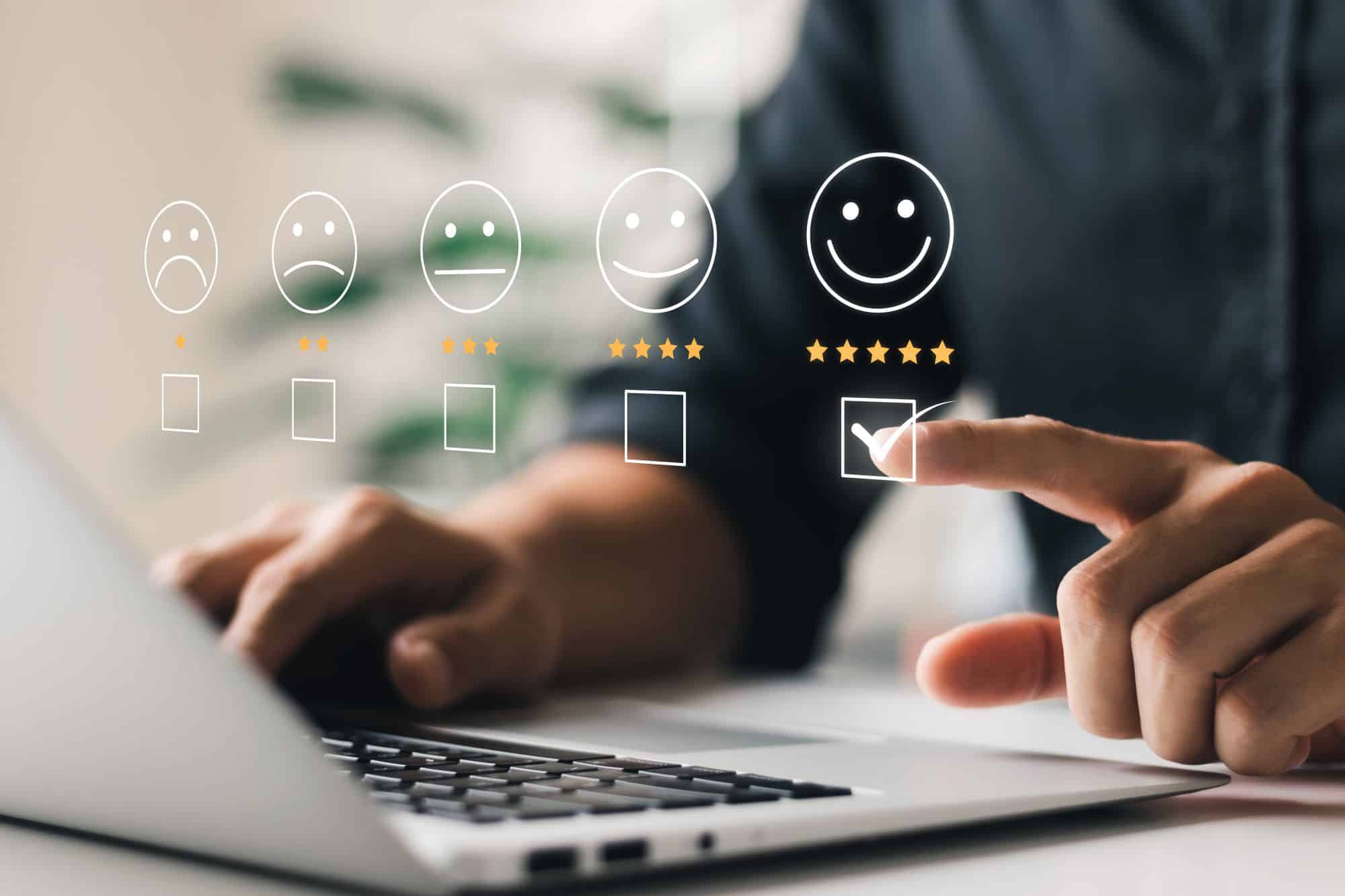 person giving positive rating to something on the computer