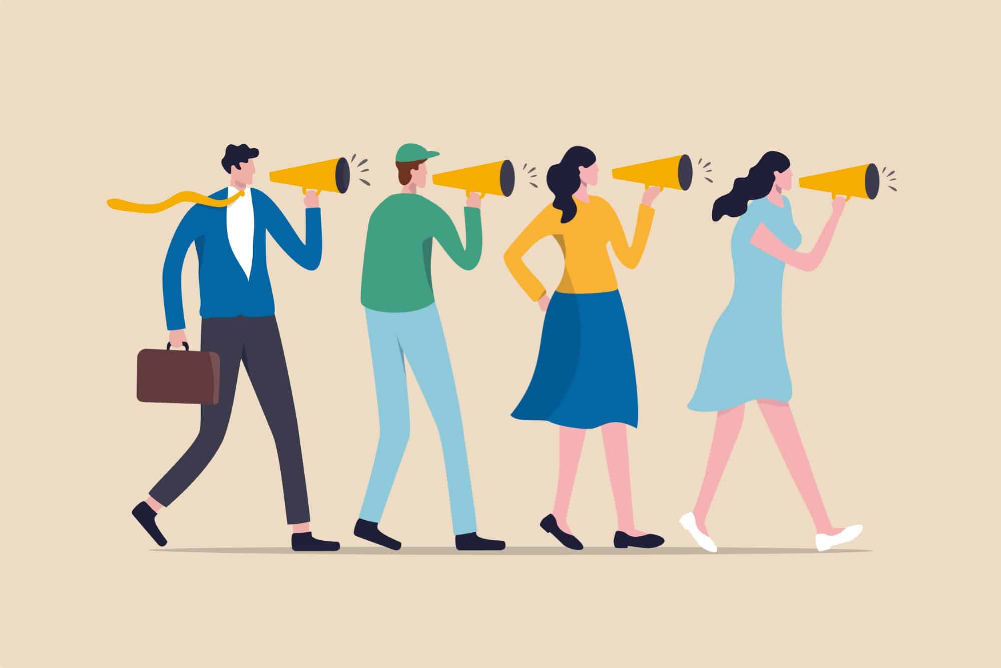 people talking in a line cartoon